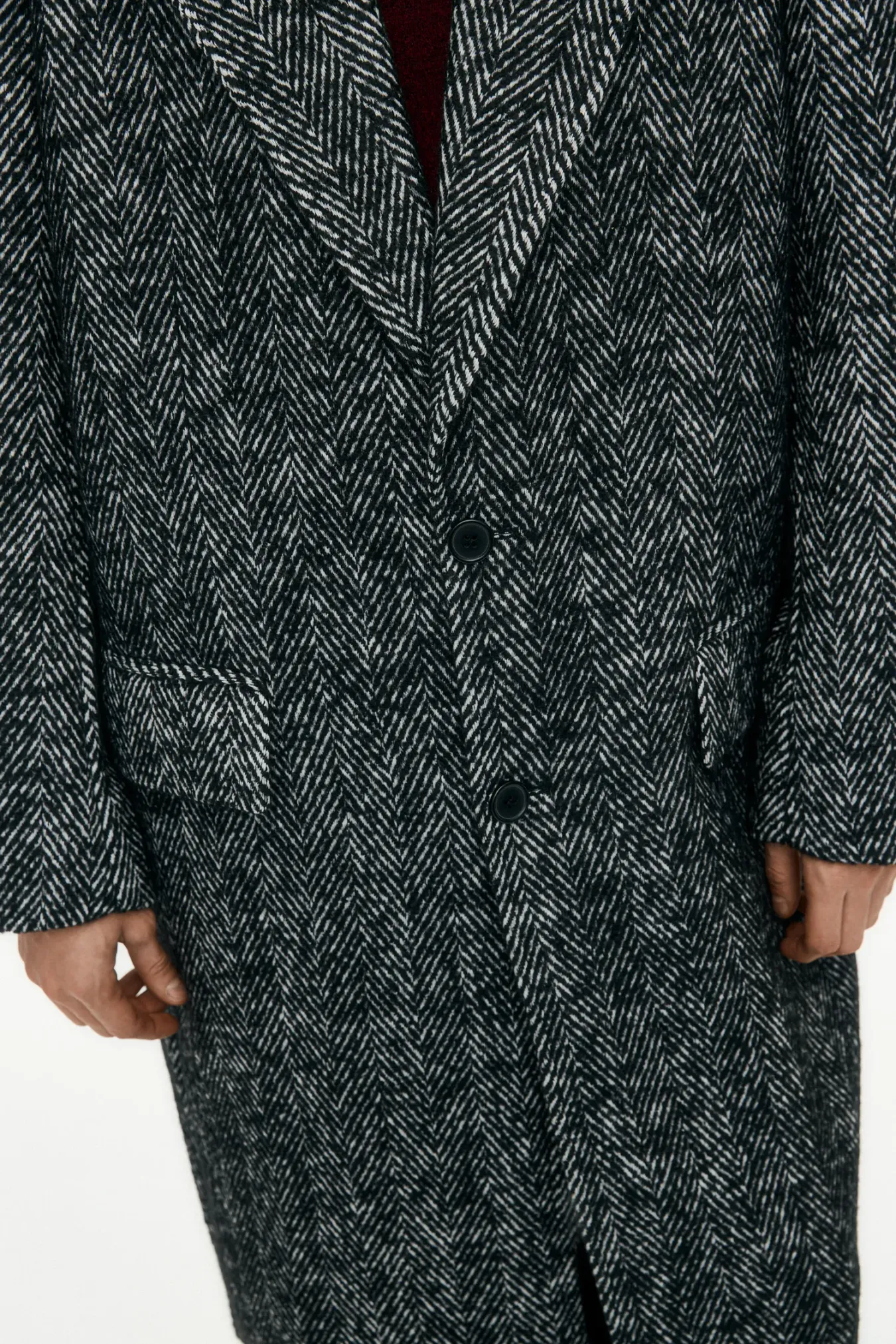 Пальто однобортное с принтом "herringbone"